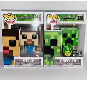 Funko‎ Pop! Minecraft - FYE Exclusive Glow in the Dark Creeper #320 & Steve #316